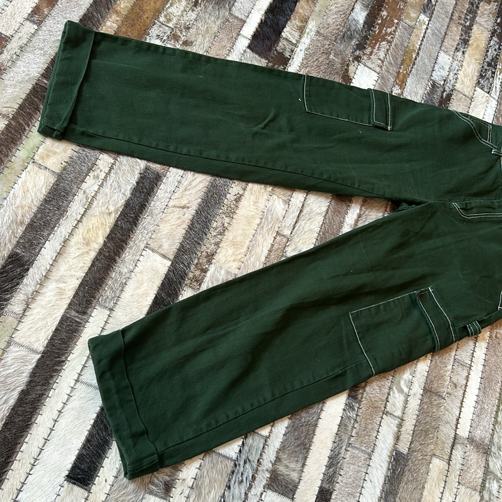 Sandy Liang Forest Green Carpenter Staight Leg Barrel Jeans Size 2‎ - Picture 3 of 9